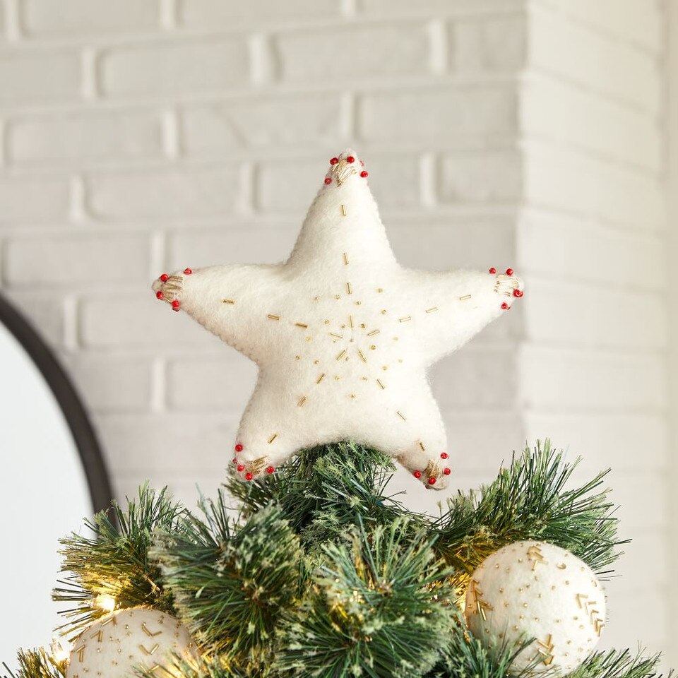 Embroidered Beaded Felt Tree Topper
